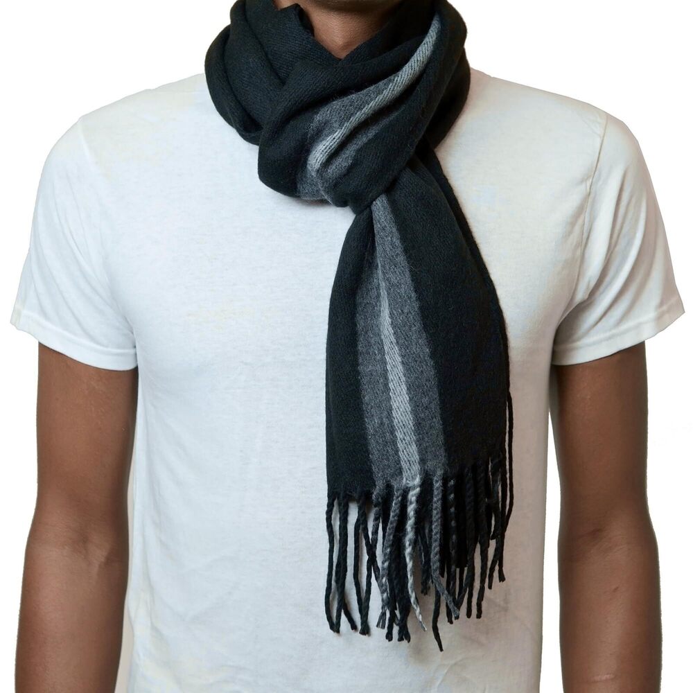 4857 Plaid Scarf Soft Winter Scarves Unisex,Black Stripe,One Size